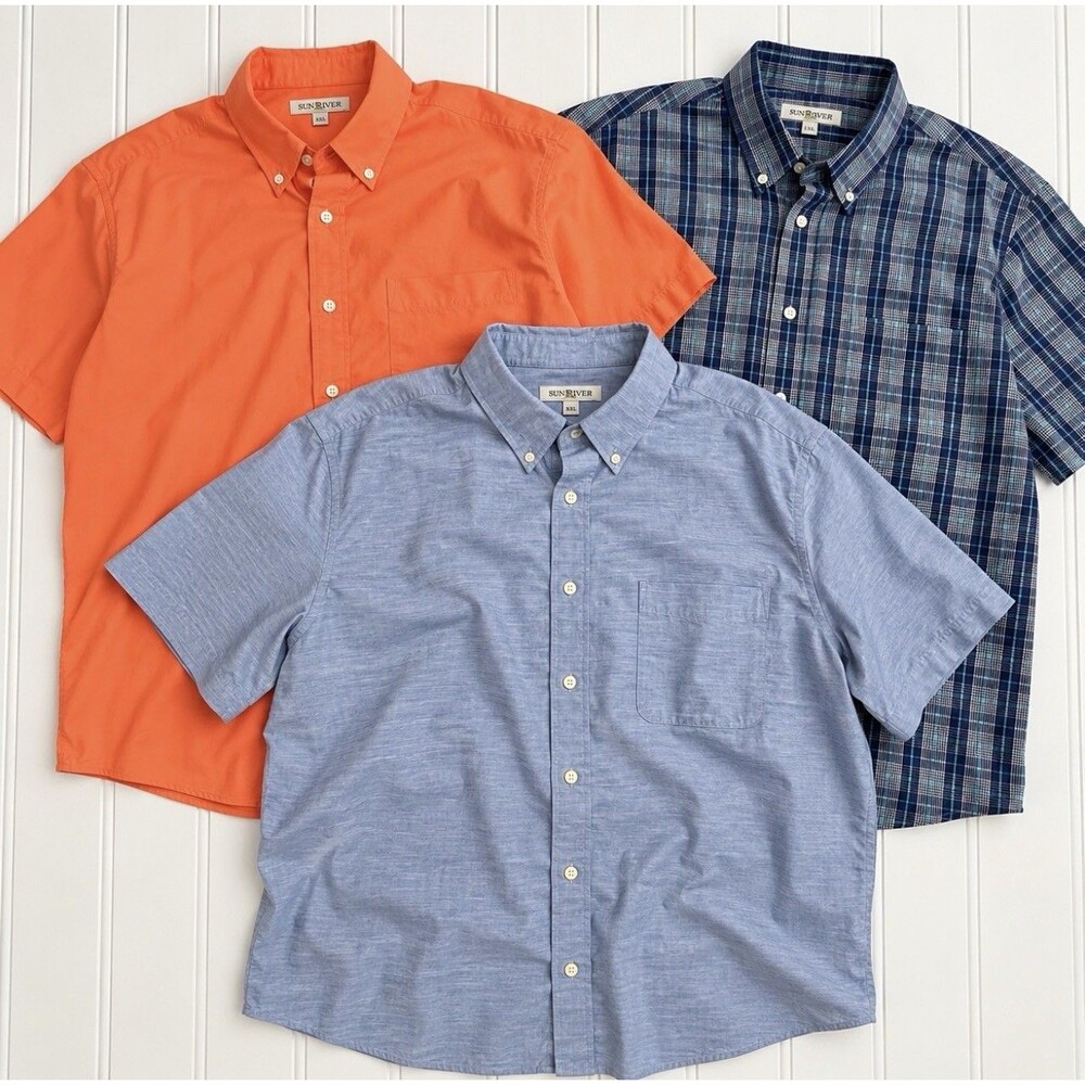 Lot of 3 Sun River Clothing Co. Men's XXL Short Sleeve Button Down Shirts